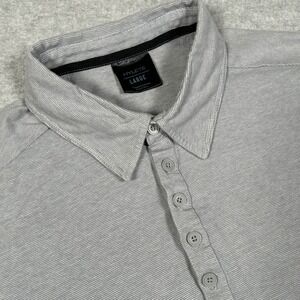 HYLETE Polo Shirt Mens L Gray Striped Short Sleeve‎ Casual Athletic Stretch Gym